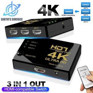 4K HDMI 호환 스위치 (IR 리모컨 포함) 3입력 1출력 KVM 스위처 허브 어댑터 (xbox호환  플스호환  DVD  HD