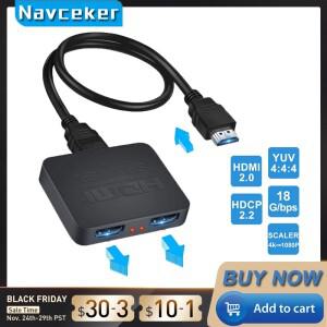 Navceker HDMI 스플리터  1x2 1080P 4K 1 in 2 out 포트 증폭기  케이블 2.0  HDTV 플스호환 플스호환 xbox