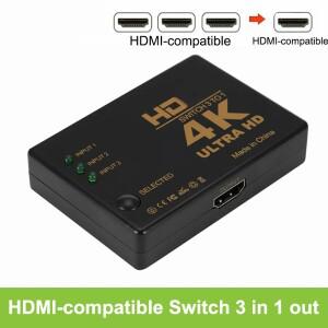 4K 스위처 3 In 1 Out HDMI 호환 스위치 풀 HD 1080P 비디오 케이블 분배기 TV Box HDTV PC 용 1x3 허브 어