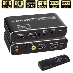 HDMI 호환 2.0 스위치 오디오 추출기  ARC 토스링크 SPDIF 4K 60Hz 스위처 컨버터  플스호환 TV 노트북용