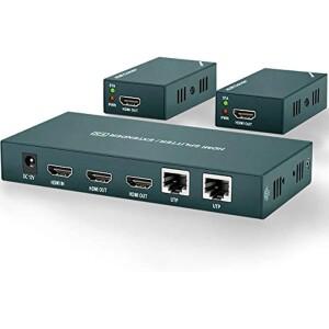 HDMI 익스텐더 스플리터  CAT5e/6/7 2 채널 루프 아웃을 통한 3D 비주얼 확장  165ft (50m) 전송  1x2 1080