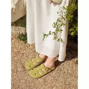 알마센 여성 스트랩 샌들 슈즈 로마 하늘 폴라 펀칭 여름 플랫 백 슬리퍼 ADOR2