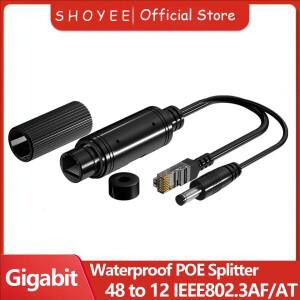 방수 1000Mbps POE 스플리터 48V에서 12V로 변환 IEEE 802.3af/at 어댑터 실외 IP 카메라 CCTV 보안 시스템