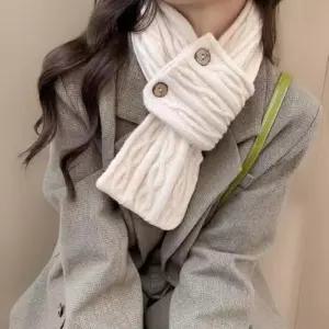 [옷자락]남자 미니 꽈배기 투 슬림 짜임 버튼 목도리