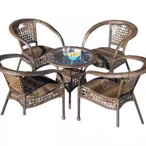 라탄테이블 테라스 베란다 의자 카페 의자세트 4개 실외 테이블90cm 라탄