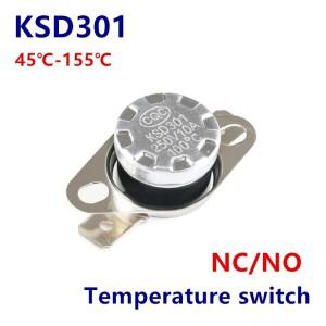 KSD301 0C-350C 학위 10A 250V 정상 폐쇄 개방 온도 스위치 조절기 45C 75C 85C 95C 105C