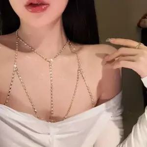 큐빅 섹시 바디체인 초커 목걸이 여자 하네스 레이어