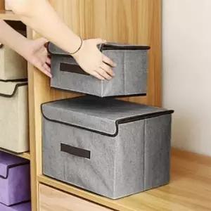 [생활] 이불보관함 그레이 리빙박스 2종세트 린넨 이불정리