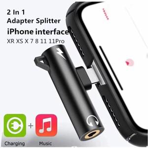 2IN 1 오디오 헤드폰 충전 iphone 호환 XR XS X 7 8 11 11Pro 용 듀얼 어댑터 분배기 3.5mm 잭-이어폰 AUX