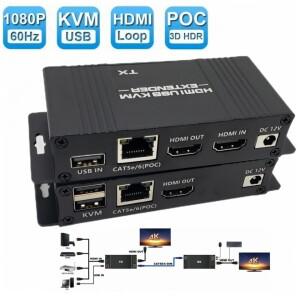 60M HDMI KVM 익스텐더 USB 제어 RJ45 60m IP Cat6 POC 마우스 송신기 수신기  컴퓨터용
