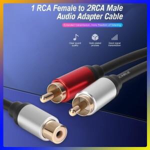 여성 RCA 잭 어댑터를 2개의 남성 잭으로 연결하는 AUX 오디오 Y 케이블 분배기 앰프용 남성-남성 차량용