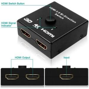 HDMI 호환 2.0 2 포트 4K 1080P 2x1 1x2 스위치 KVM 양방향 스위처 UHD 4Kx2K 3D 입력 1 출력 분배기
