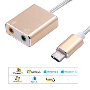 1피스 USB C타입 -C 외부 사운드 카드 어댑터 오디오 USB-C-잭 3.5mm 이어폰 마이크 노트북 macbook 호환 P