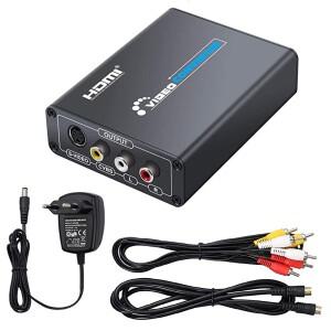 HDMI to AV S-Video CVBS 비디오 컨버터 SVIDEO+S 스위처 어댑터 HD 3RCA PAL/NTSC 스위치(TV PC용) 블루레
