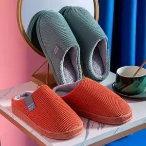 [옷자락]남자 여자 모던 퍼 안감 골덴 겨울 슬리퍼 실내화