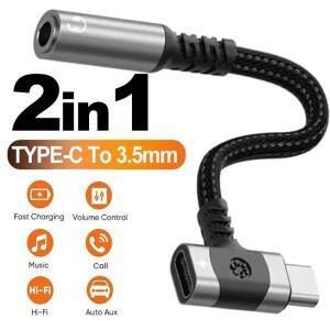 2in 1 이어폰 어댑터 및 충전기 USB C 타입 C에서 3.5mm AUX 오디오 케이블 변환기 삼성호환 아이폰호환 17