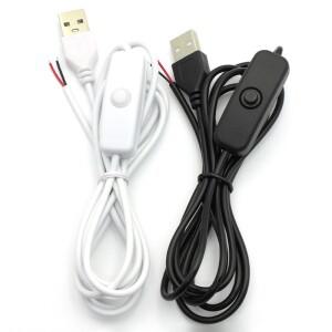 1/5/10피스 5V 스위치 전원 공급 장치 와이어 USB 남성 2 코어 연결 케이블 501 버튼 ON OFF LED 스트립 램