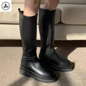 [애슬릿] 롱 부츠 키높이 통굽 여성 통넓은 워커 발 편한 (41273685A)
