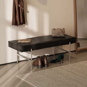 벤치 현관 가죽 소파 인테리어 스테인리스 1.블랙 길이80CM 내구성원단