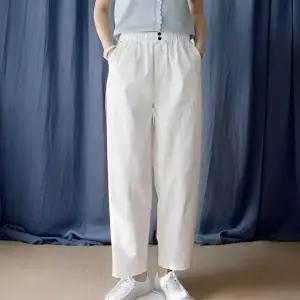 [신상오픈런]|CSP871E|항아리 여자면바지 밴딩 흰색 고스판 치노팬츠