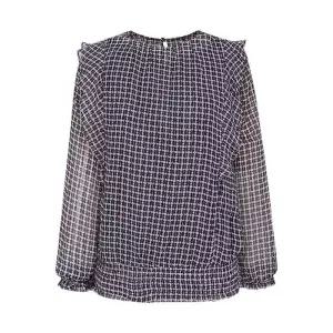 [크로커다일레이디]크로커다일레이디 스모킹 밴딩 러플 블라우스_CLDMBL125