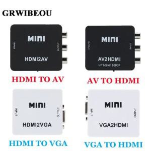 HDMI 호환 TO AV 컨버터 AV/CVSB L/R 비디오 박스 HD 1080P AV2HD 지원 NTSC PAL 출력 VGA