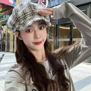[골드스마일]가을 예쁜 겨울모자 체크무늬 여자모자 뉴스보이캡 가