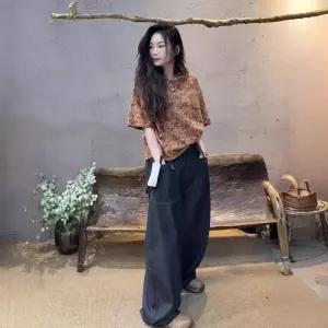 후니오 여성프린트티셔츠 빈티지 프린트 니트 디지털 반팔 여름 포켓 티셔츠 UNO2