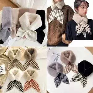 [골드스마일]퍼머플러 목도리 양털 여성스카프 니트 페이크퍼 겨울