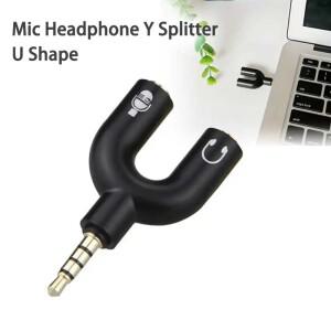 3.5mm 분배기 스테레오 플러그 U 자형 오디오 마이크 헤드폰 이어폰 어댑터 플스호환 PC 노트북 헤드셋 케