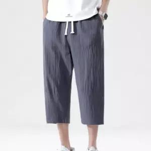 [옷자락]남성 스트리트 캐주얼 린넨 7부 밴딩 팬츠
