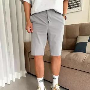 [옷자락]남자 여름출근룩 스트라이프 히든밴딩 스판 반바지