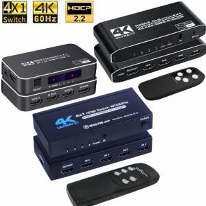 4in 1 Out 4K HDR HDMI 2.0 스위처  60Hz HDCP 2.2 HDR10  플스호환 애플 호환 TV용 IR 리모컨 포함