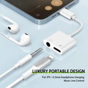8핀 3.5mm 헤드폰 잭 충전기 분배기 변환기 iphone 호환 15 14 13 12 11 Pro Aux 용 오디오 OTG 어댑터