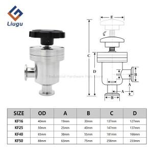 호환 304 스테인리스 스틸 위생용 L형 수동 KF 진공 배플 밸브  시스템용 퀵 클램프 앵글 KF16KF25KF40 KF5
