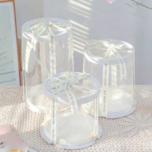 원형 투명 케이크 휴대용 용기 50개 포장 상자 둥근 떡 생일 박스 4인치