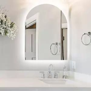 [오너클랜]아치형 LED 욕실 거울 인테리어 화장대거울 3색디밍