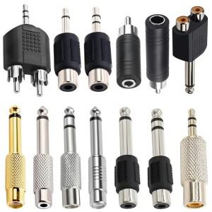 5피스 6.5/6.35mm 모노 스테레오 오디오 어댑터 TS 상호 연결 1/8 