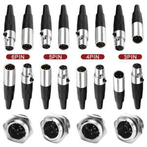 2피스 미니 소형 XLR 3Pin 남성 플러그 여성 잭 패널 소켓 오디오 스피커 비디오 용 3P 4P 5P 6P 커넥터