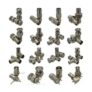 호환 어댑터 커넥터 BNC 수 플러그암 잭 T  Y 유형 벌크헤드 너트  PCB 마운트 플랜지 RF 동축