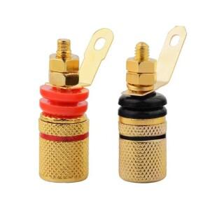 호환 4pcs 골드 도금 앰프 스피커 터미널 바인딩 포스트 바나나 플러그 소켓 커넥터 액세서리에 적합