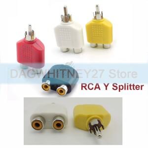 RCA 커넥터 Y 스플리터 AV 오디오 비디오 플러그 변환기 1 남성 2 여성 어댑터 키트 잭 더블 케이블 V27