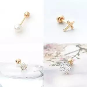 별 10K 금 큐빅 피어싱 기본 진주 골드 여성피어싱 여 금피어싱 10K피어싱