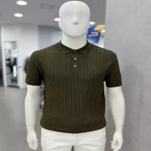 [트루젠]남자 여름 반팔 나일론 헤링본 패턴 폴로 카라넥 니트 스웨터 티셔츠 4컬러 2