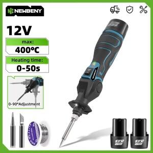 NEWBENY 30W 전기 납땜 인두 건 용접기  공기 총 가열 기계 0-400 ℃ 12V 배터리용 온도 조절 가능