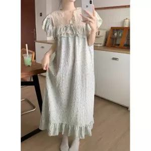 띠엔다 여름 커플 잠옷세트 실내복 체크 프레시 베이비 돌 넥 반팔 파자마 세트 ADOR2