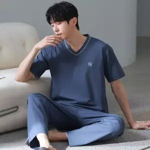 띠엔다 캐주얼 여름 홈웨어 엄선 실내복 커플 봄가을 순면 잠옷세트 파자마 반팔팬츠 ADOR2