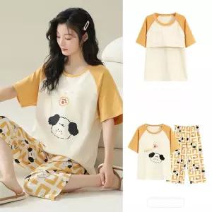 띠엔다 하계 투피스 실내복 파자마 이지웨어 커플 세트 패드일체형 반팔 잠옷세트 7부 ADOR2