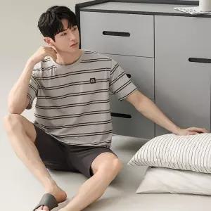 띠엔다 캐주얼 하계 실내복 잠옷 커플 세트 잠옷세트 코튼 순면 반팔 반바지 홈웨어 편안한 캐릭터 ADOR2