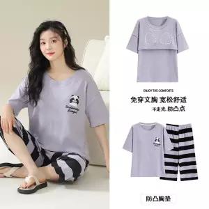 띠엔다 캐주얼 여름 커플 잠옷세트 실내복 패드 잠옷 캐릭터 반팔 세트 봄가을 나들이 7부바지 ADOR2